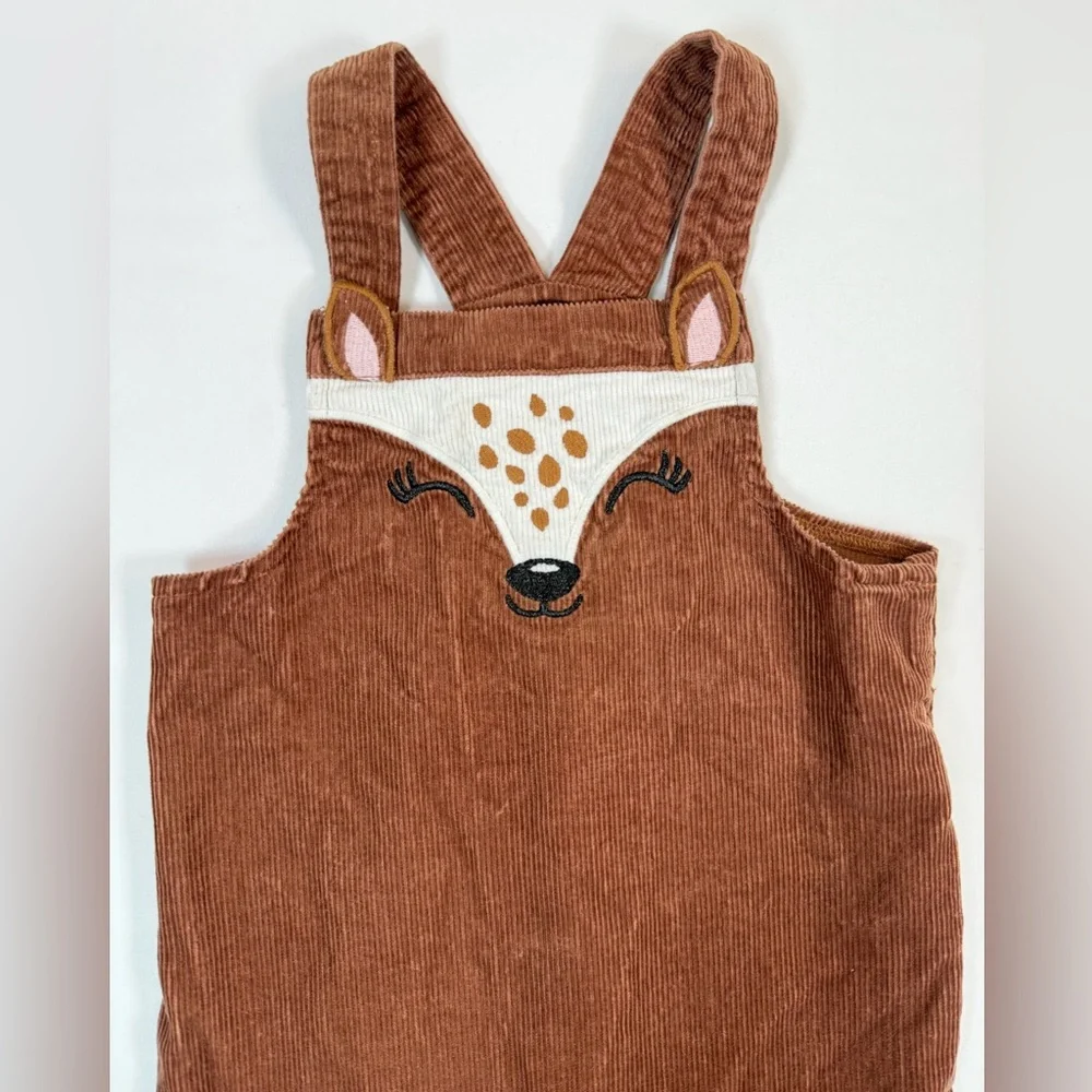 THE‎ CHILDREN’S PLACE Girls Brown Corduroy Deer Jumper Dress Size 4T